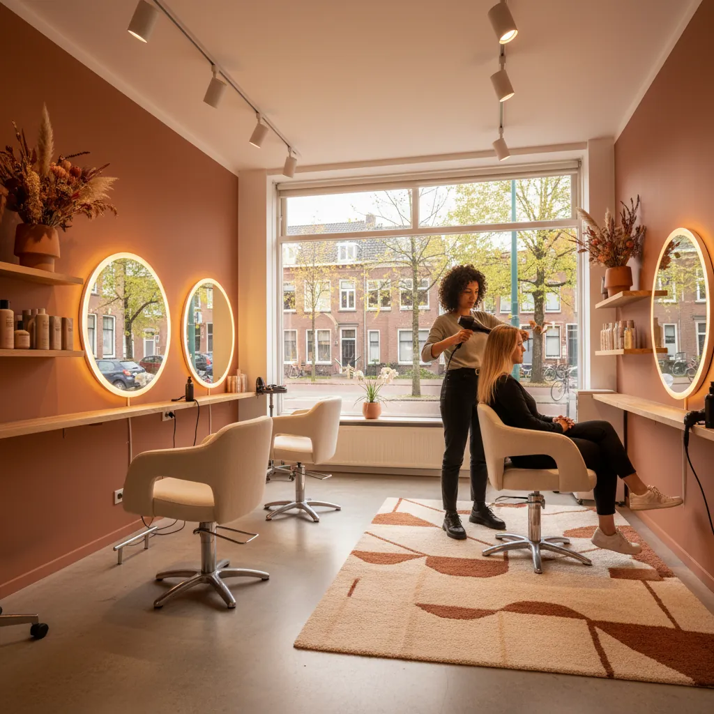 Warm interieur AMI Kappers 's-Gravenland Rotterdam